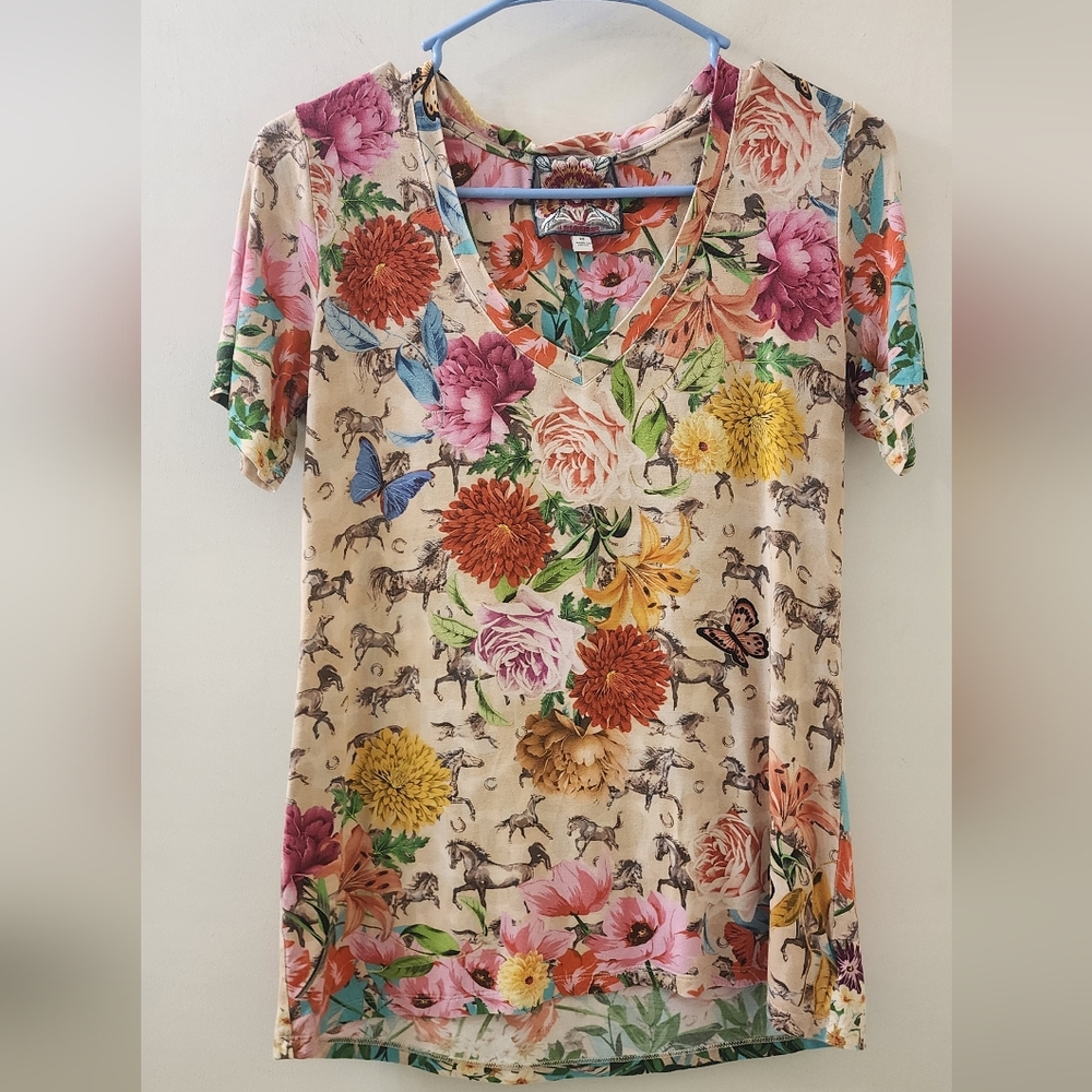 Johnny Was Floral Print Women's Top, Size Extra Small.